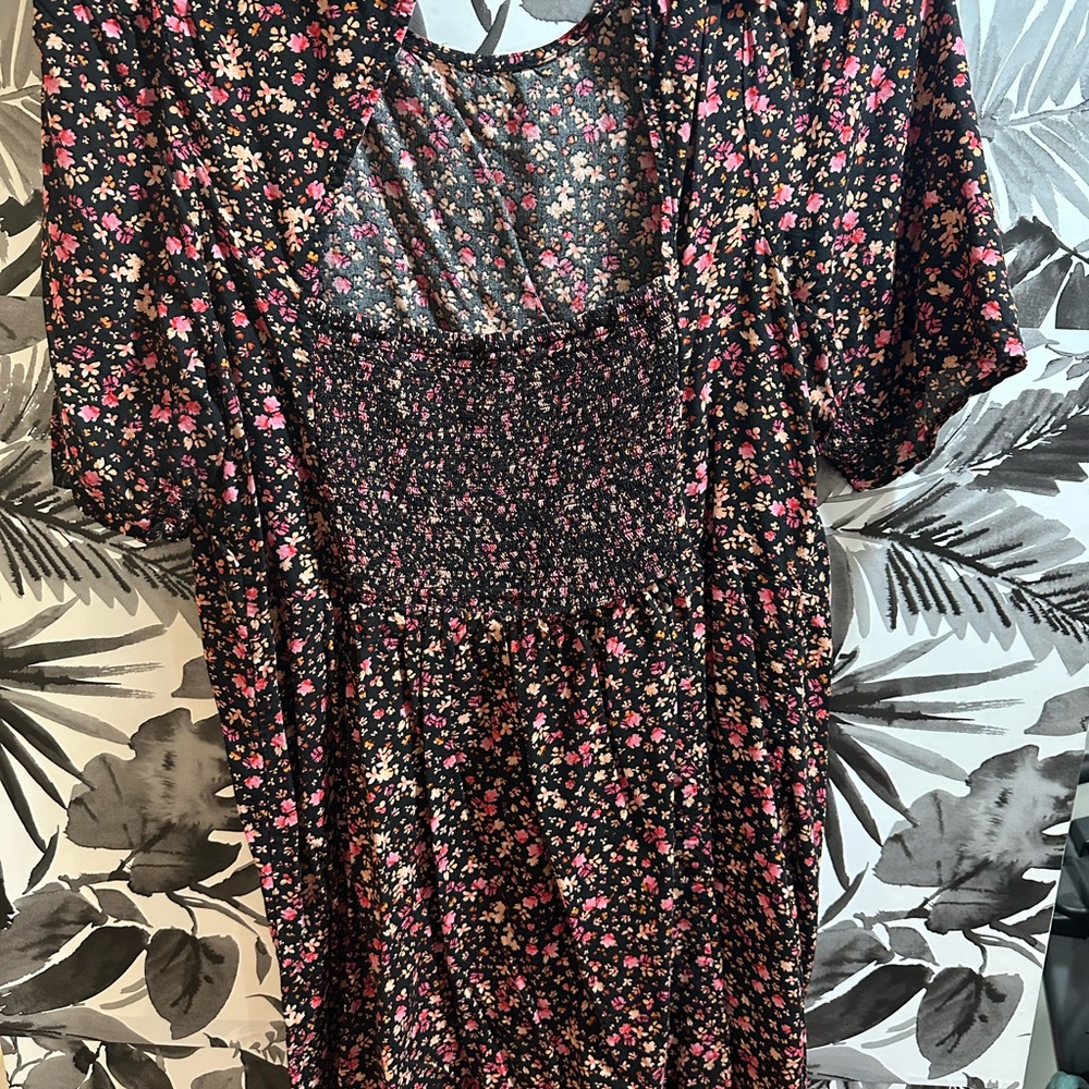 Old Navy L Floral Black and Pink Dress